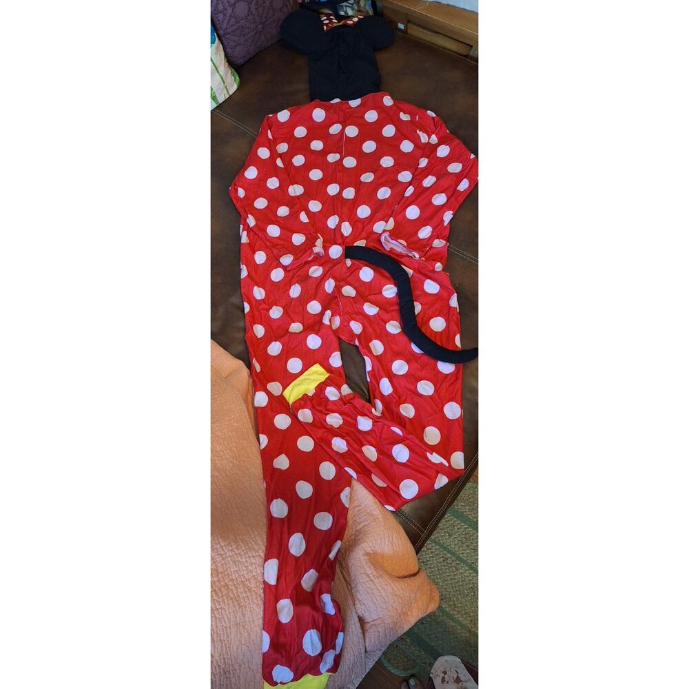 Spirit Halloween Minnie Mouse Adult Costume Jumpsuit L XL Onesie Gloves Disney - Picture 4 of 14
